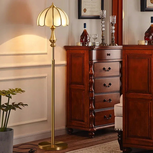 Art Deco Brass Dome Lamp Torvix — floor lamp lifestyle view