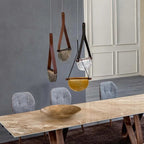 Leather Strap Handblown Glass Bowl Pendant Light – Stilren – Lifestyle View 4