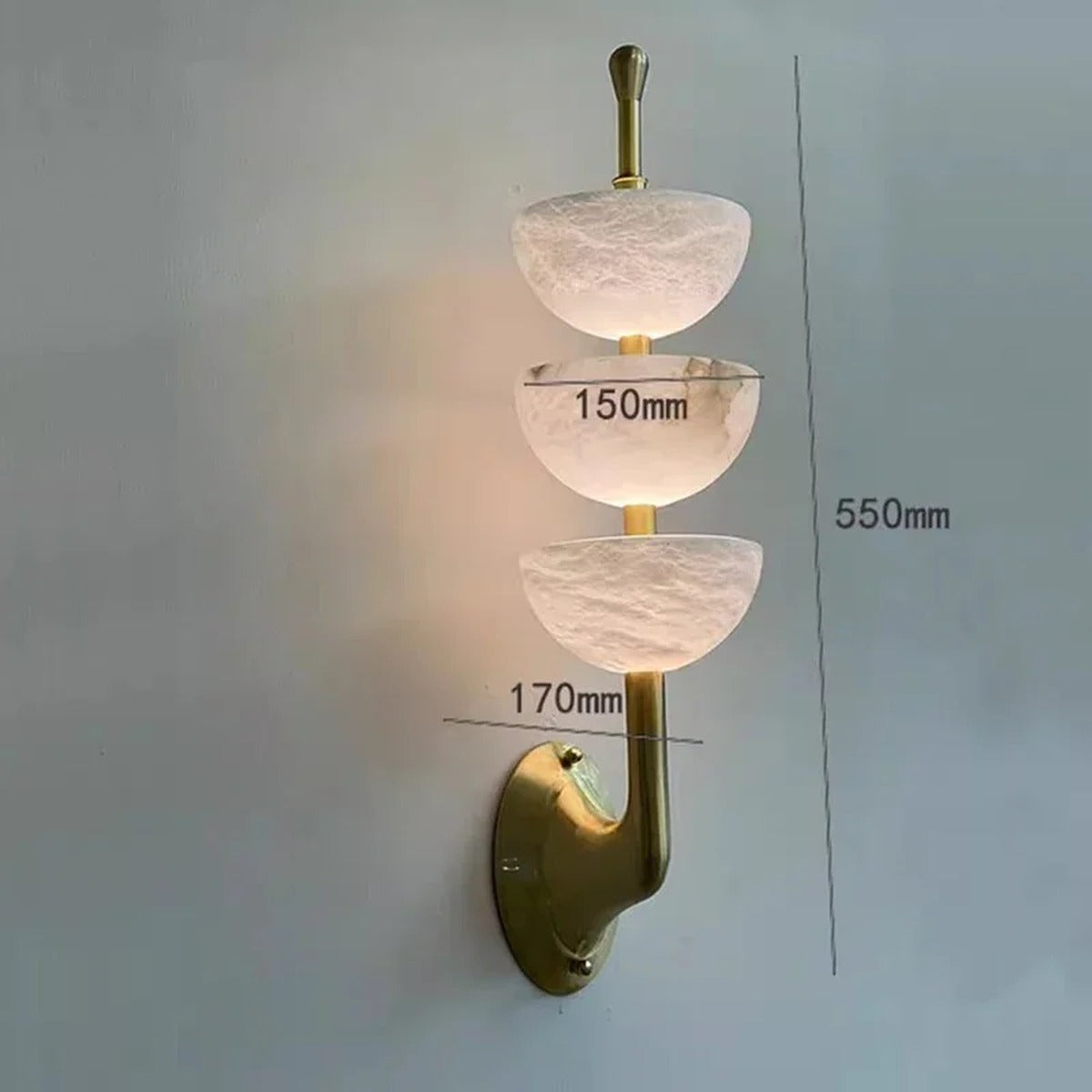 Triple Alabaster Bowl Stack Wall & Pendant Light – Kolvent – Product Detail 7