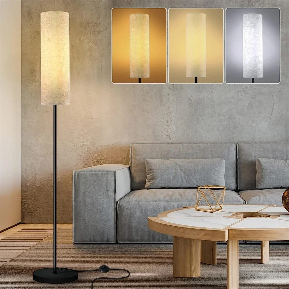 Natural Linen Shade Floor Lamp Relox – Hero Shot