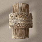 Tiered Bamboo Fringe Cylinder Pendant Light – Melrix – Lifestyle View 3