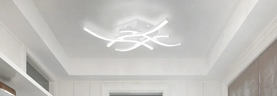 Interwoven Wave LED Ceiling Light - Wavessa - White Lifestyle