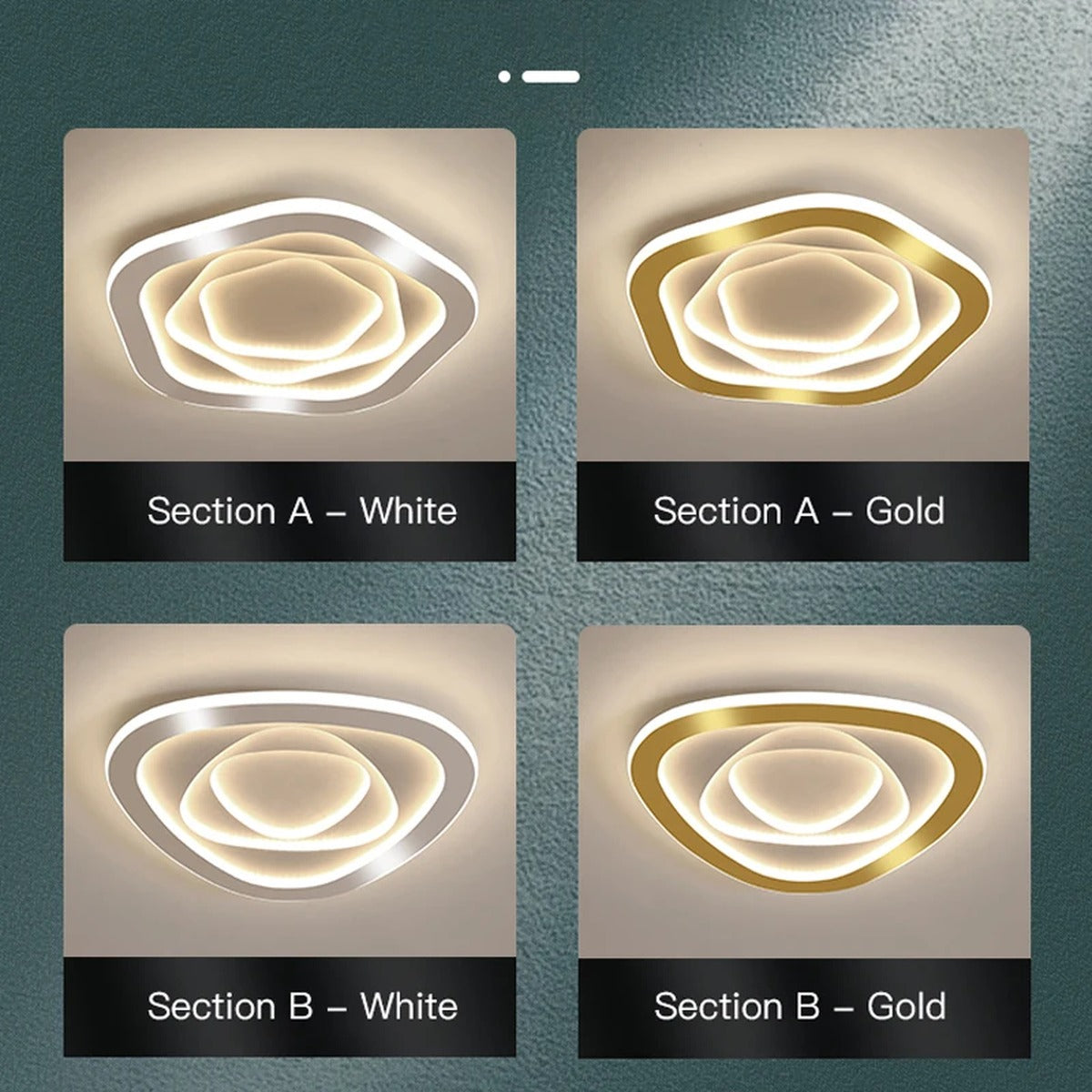 Faelora ceiling light, Gold and White finish comparison