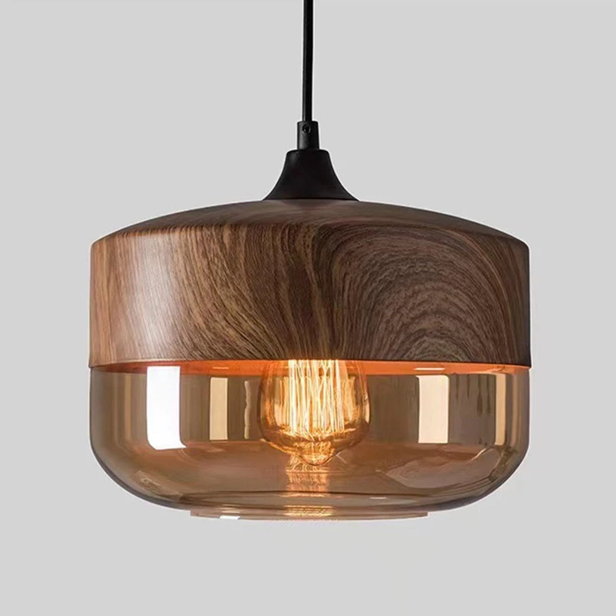 Nordic Wood & Glass Pendant Light – Qolux – Hero Shot