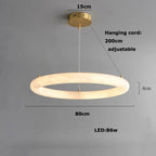 Alabaster Luminous Ring Chandelier – Crestia – Ø80cm Pendant