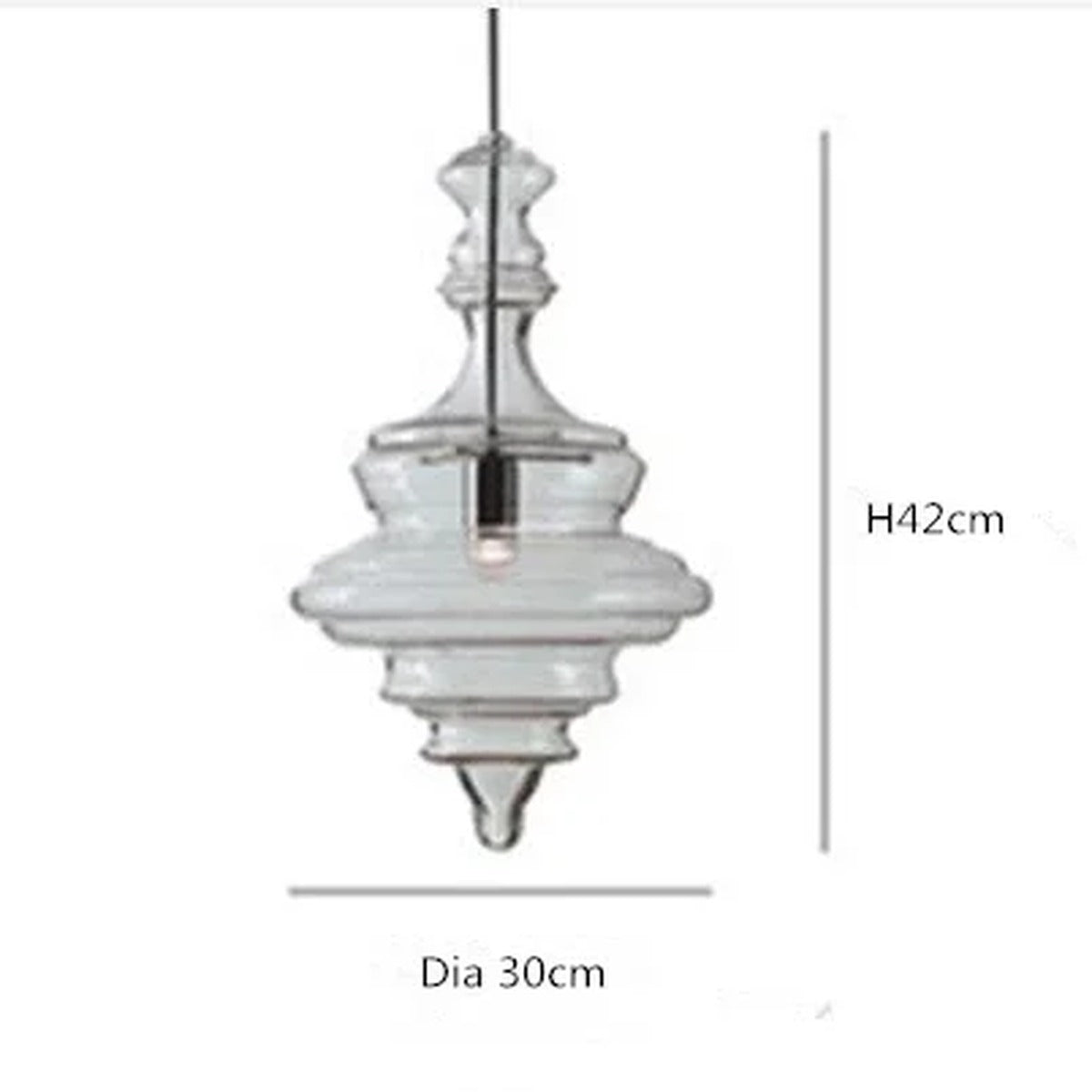 Hand-Blown Ribbed Glass Pendant Light - Valvix - Grand Finial Dimensions