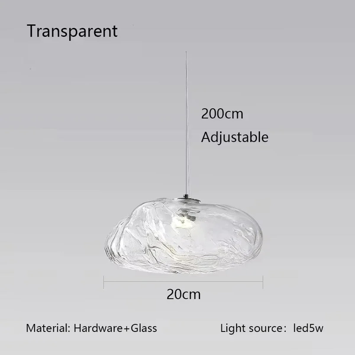 Rippled Glass Organic Pendant Light – Zolux – Product Detail 13