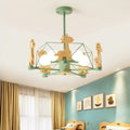 Children's Wood Giraffe Chandelier Lunvix — Green, kids bedroom