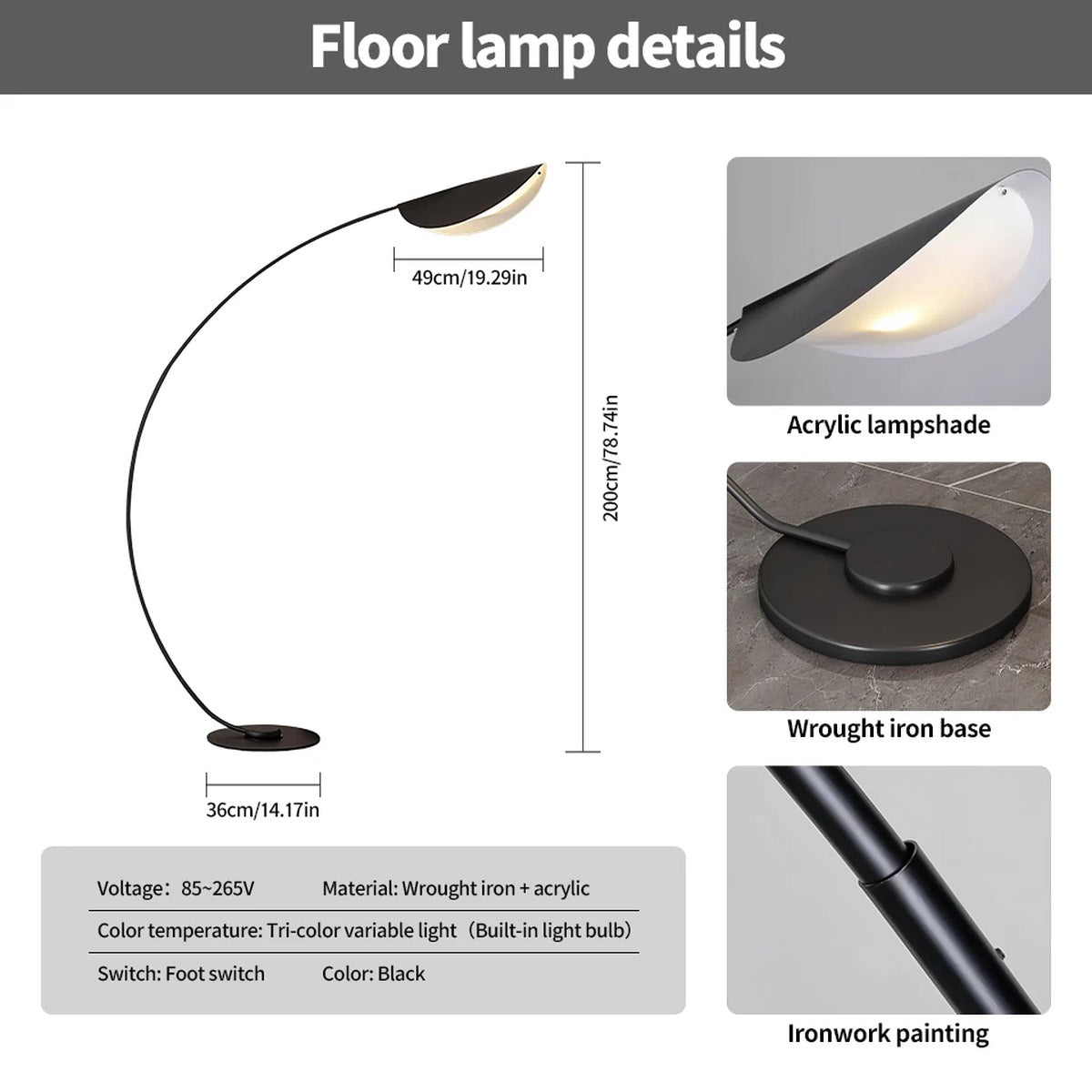 Sculptural Arc LED Floor Lamp – Florentix – Lifestyle View 3
