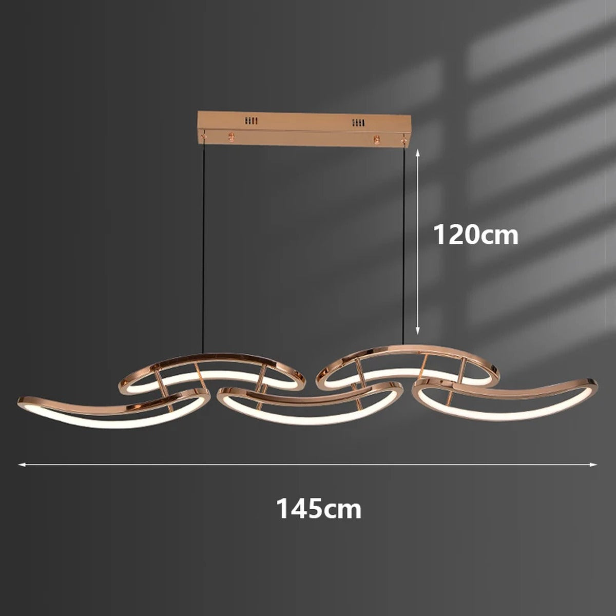 Celvon — 145cm dimension chart, length 145cm, adjustable drop up to 120cm