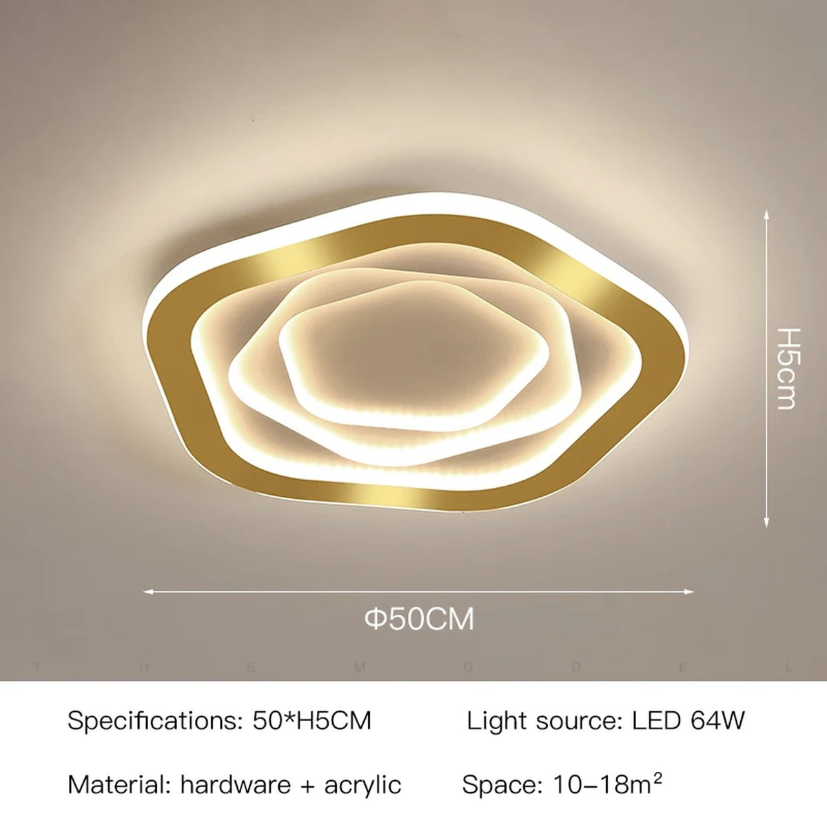 Faelora ceiling light, Gold 50cm variant