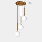 Modern Glass Globe Pendant Light Hovrix - Cascading Trio (Ø35cm), Gold & Frosted Glass