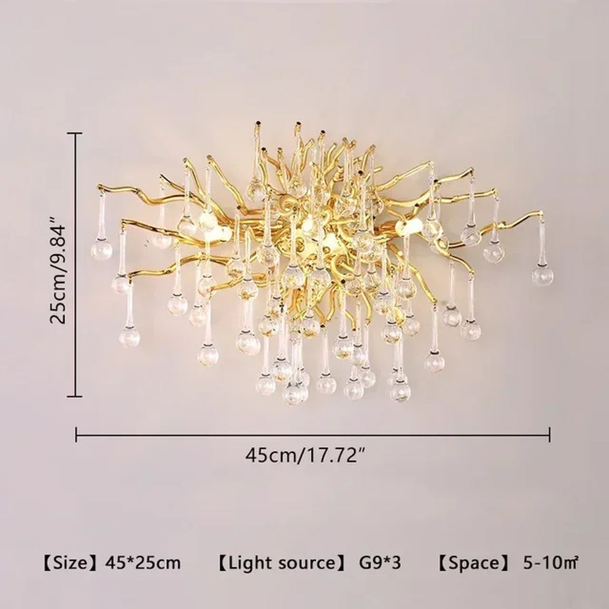 Gold Crystal Branch Chandelier – Equinara – Product Detail 7