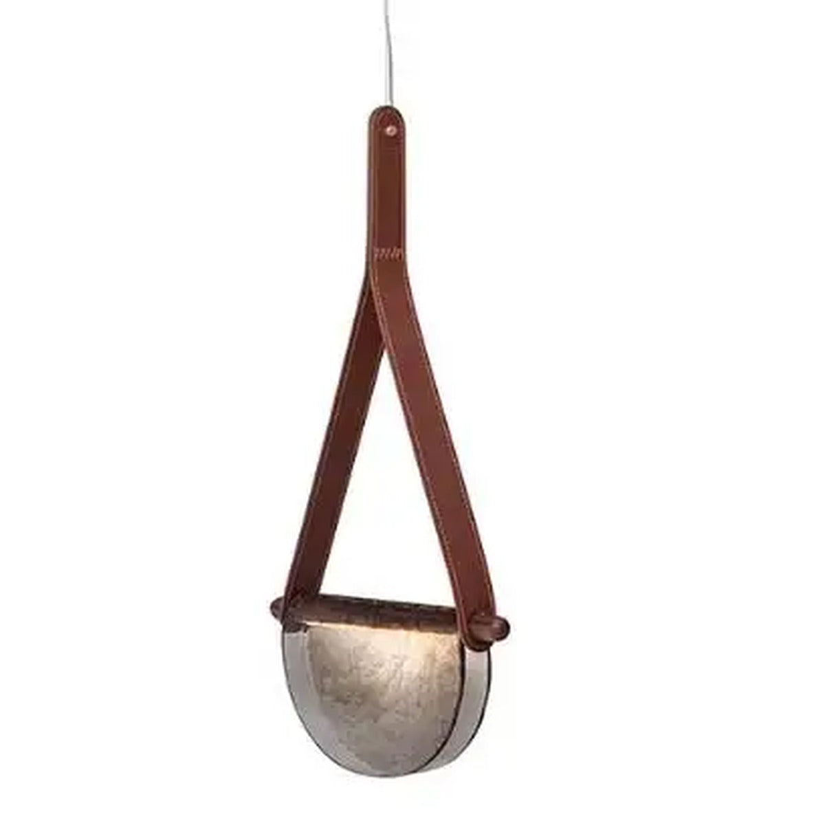 Leather Strap Handblown Glass Bowl Pendant Light – Stilren – Product Detail 8