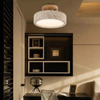Natural Travertine Flush-Mount Ceiling Light Petrano – Lifestyle View