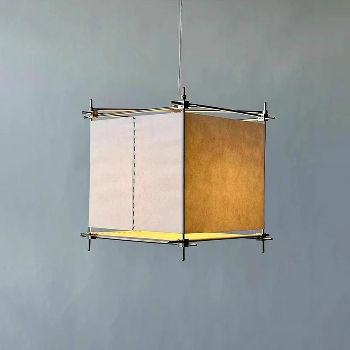 Industrial Parchment Cube Scaffolding Floor, Table & Pendant Lamp – Urix – Pendant Detail