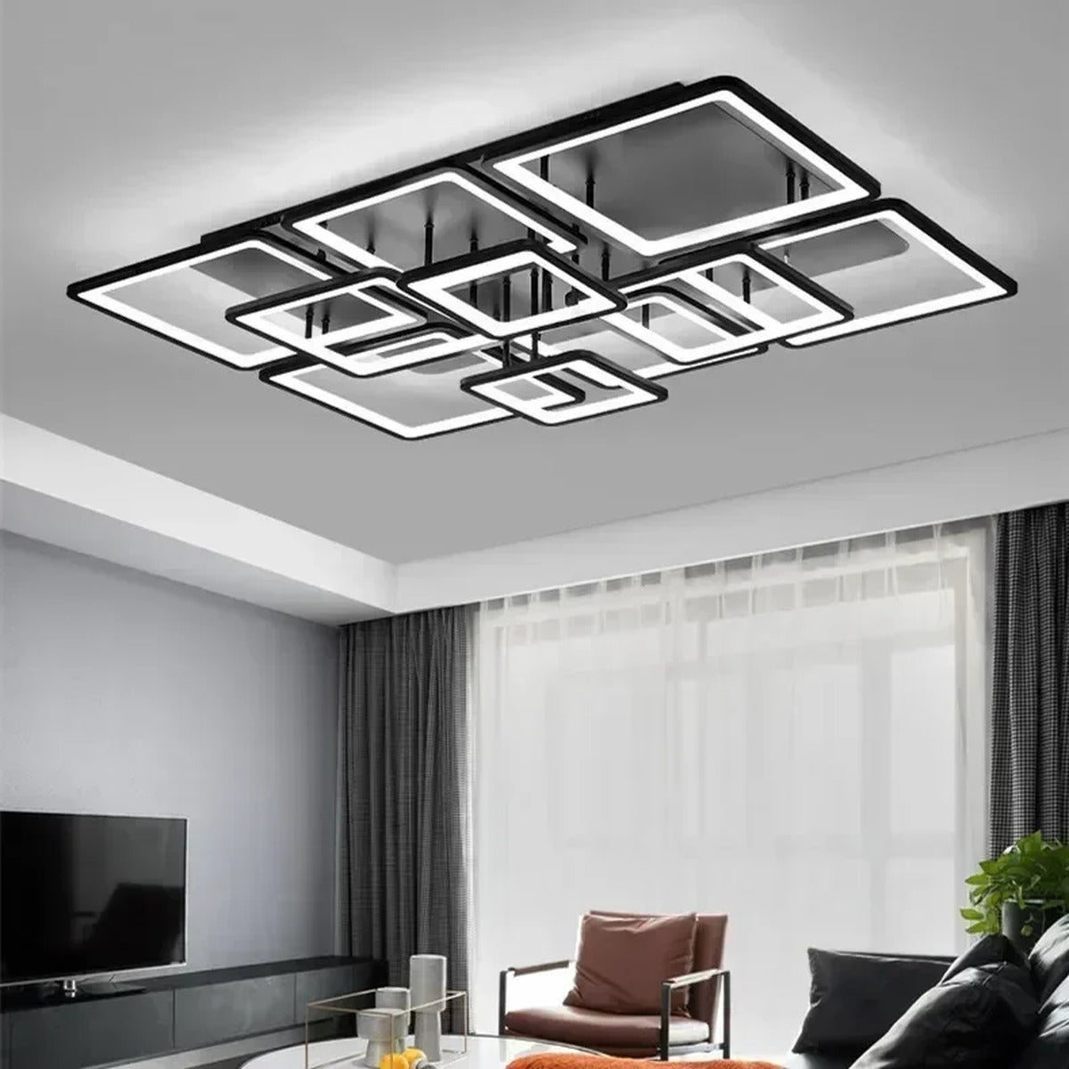Modern Nordic Square-Frame LED Ceiling Light Quadrion – Lifestyle View 2
