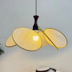 Woven Linen Petal Disc Pendant Light – Florenth – Hero Shot