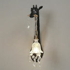 Serengeti giraffe wall sconce, black finish, right-facing single — detail