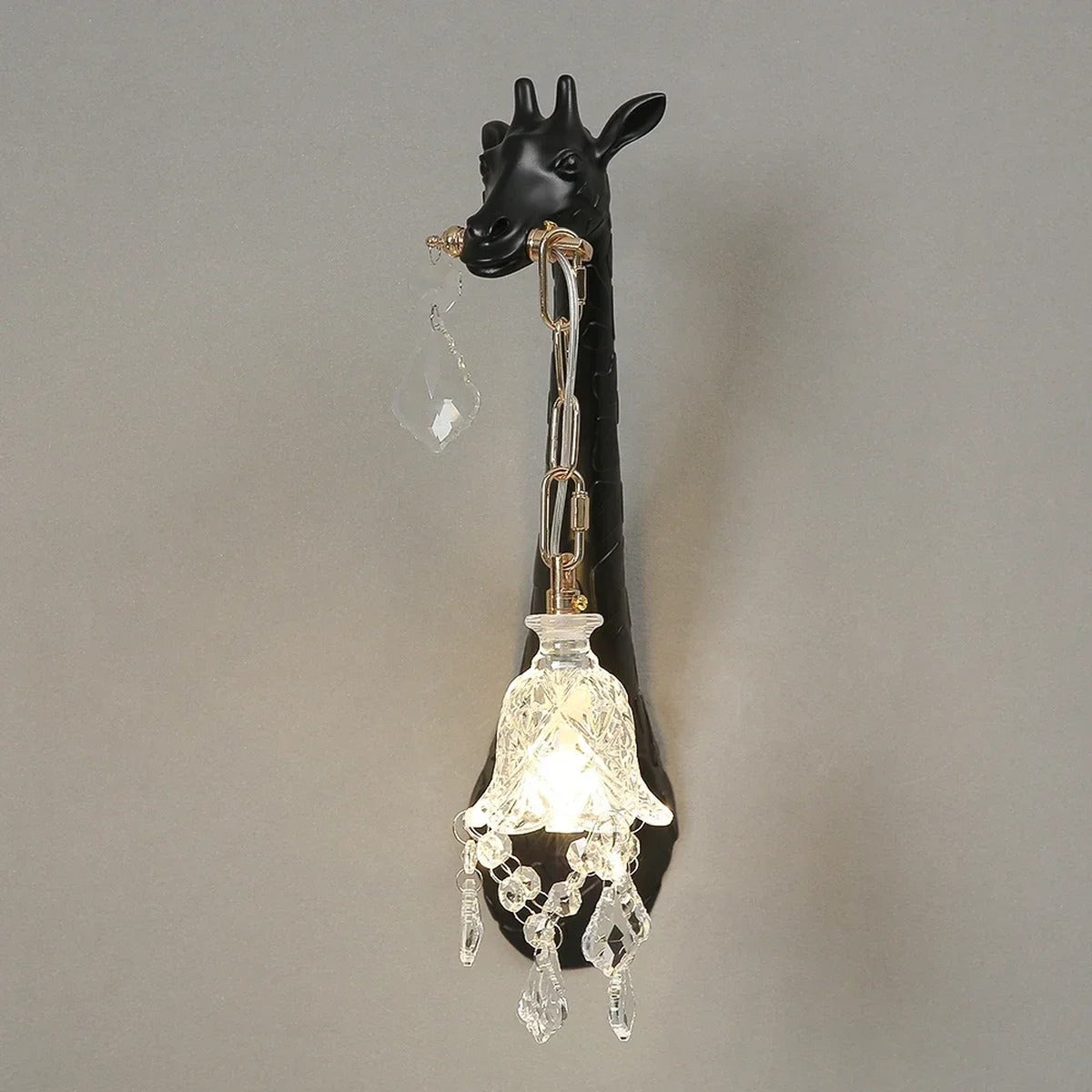 Serengeti giraffe wall sconce, black finish, right-facing single — detail