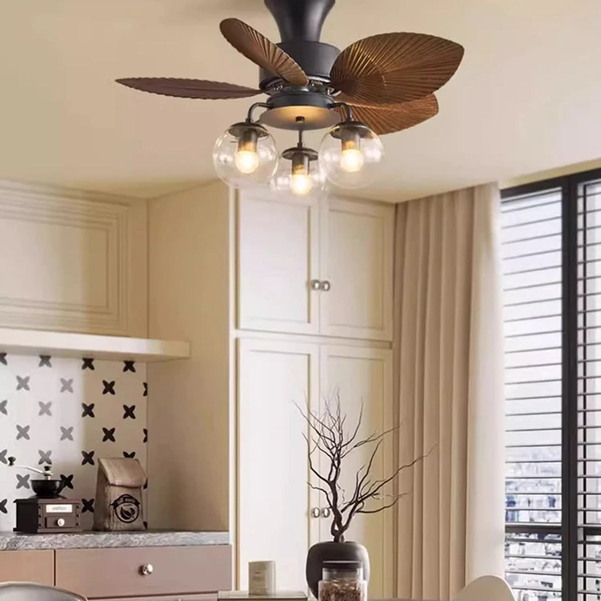 Palmara Palm-Leaf Ceiling Fan Light – Lifestyle View 2