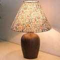 Wood-Effect Vase Base Table Lamp – Pausen – Floral Print Shade, Lit