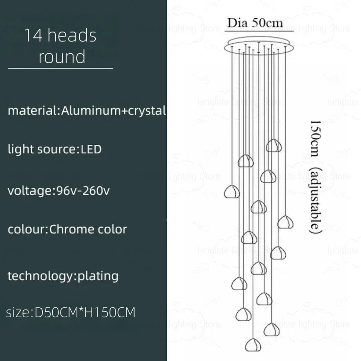 Spiral K9 Crystal Cluster Chandelier Jelvorn – Product Detail 14