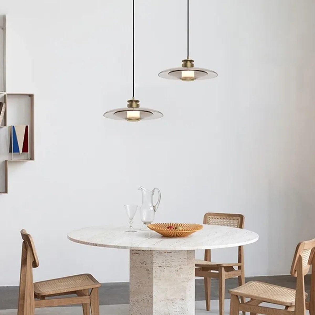 Eloquen Flying Saucer Pendant – Cognac, dining room lifestyle