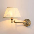 Brass Swing-Arm Pleated Shade Wall Sconce – Thelorn – Illuminated wall mount