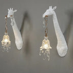 Serengeti giraffe wall sconce, white finish, facing pair — studio