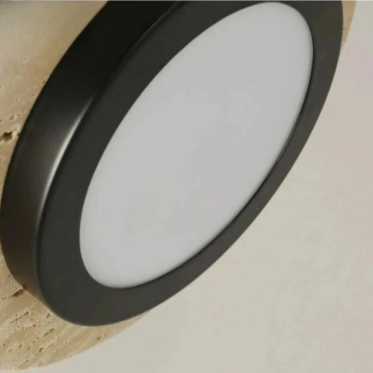 Terravox Travertine Pendant Light — diffuser and black ring detail