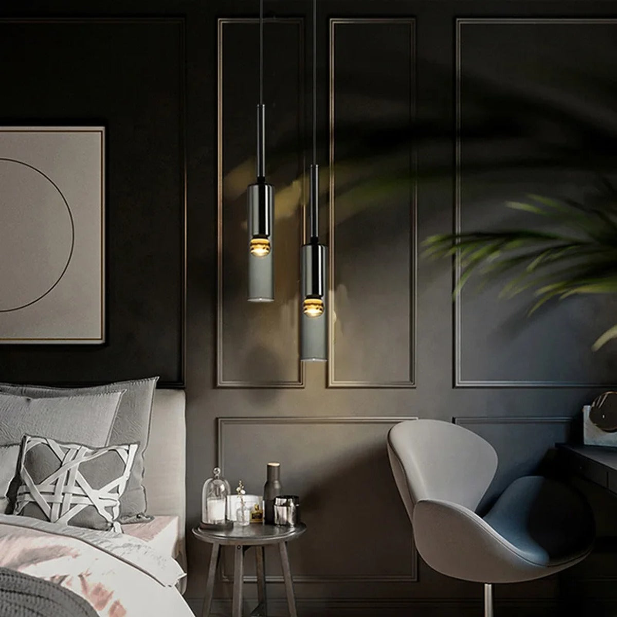 Smoked Glass Cylinder Pendant Cluster – Zevorant – Product Detail 5