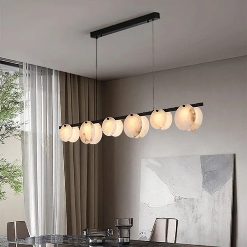 Alabaster Disc Linear Chandelier Torivax — lifestyle view