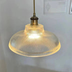 Ribbed Glass Dome Pendant Light Velmara – Installed in Home