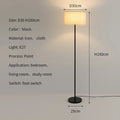 Silent linen drum floor lamp brass black stem contemporary