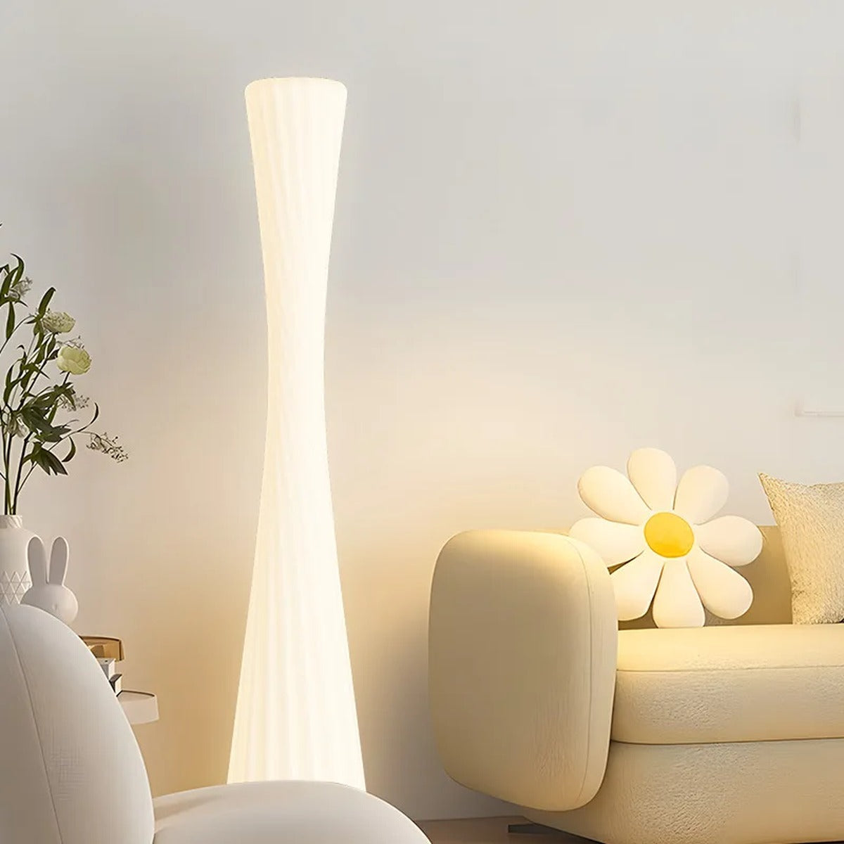 Twisted Sculptural Acrylic Floor Lamp Conveth – Lifestyle, Living Room