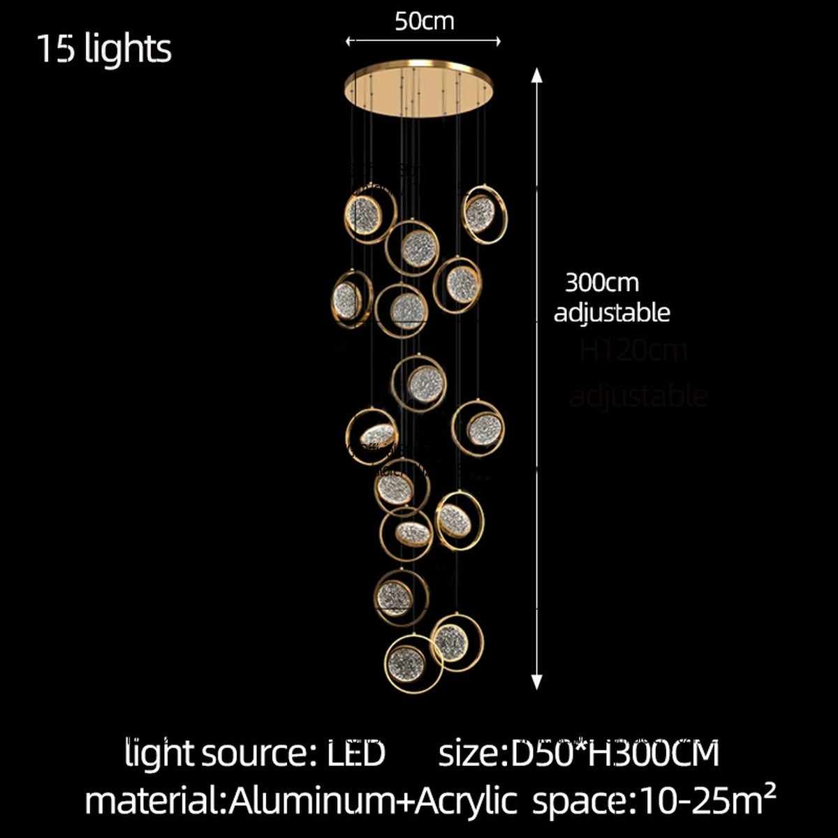 Gold Ring Faceted Disc Chandelier – Orbano – Product Detail 13