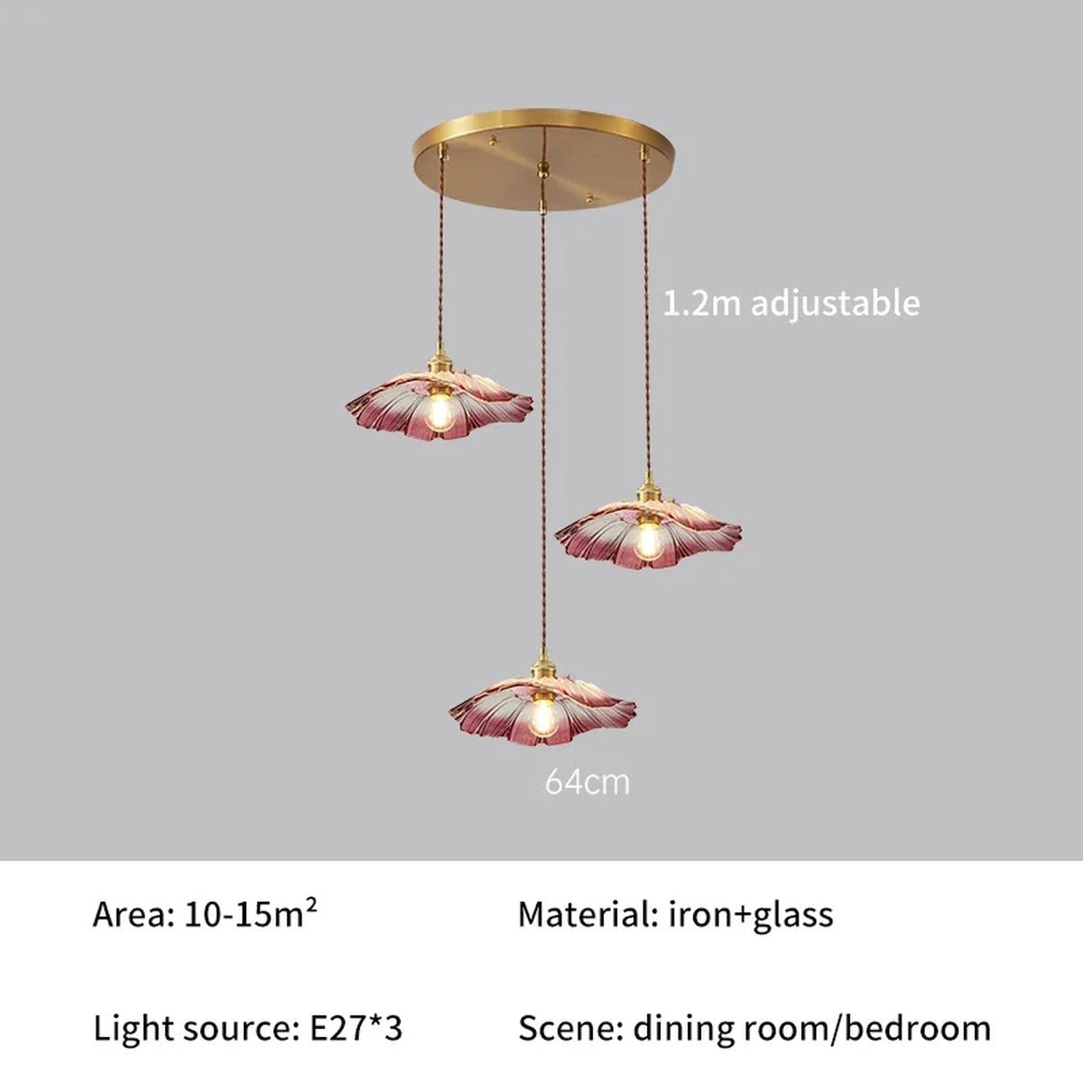 Scalloped Glass Flower Pendant Light Florivex – Product Detail 11
