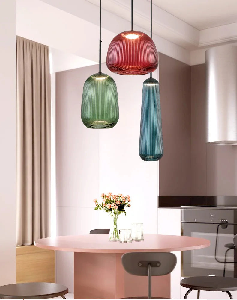 Vibrant Colored Glass Pendant Light Falion – Three Colours Collection