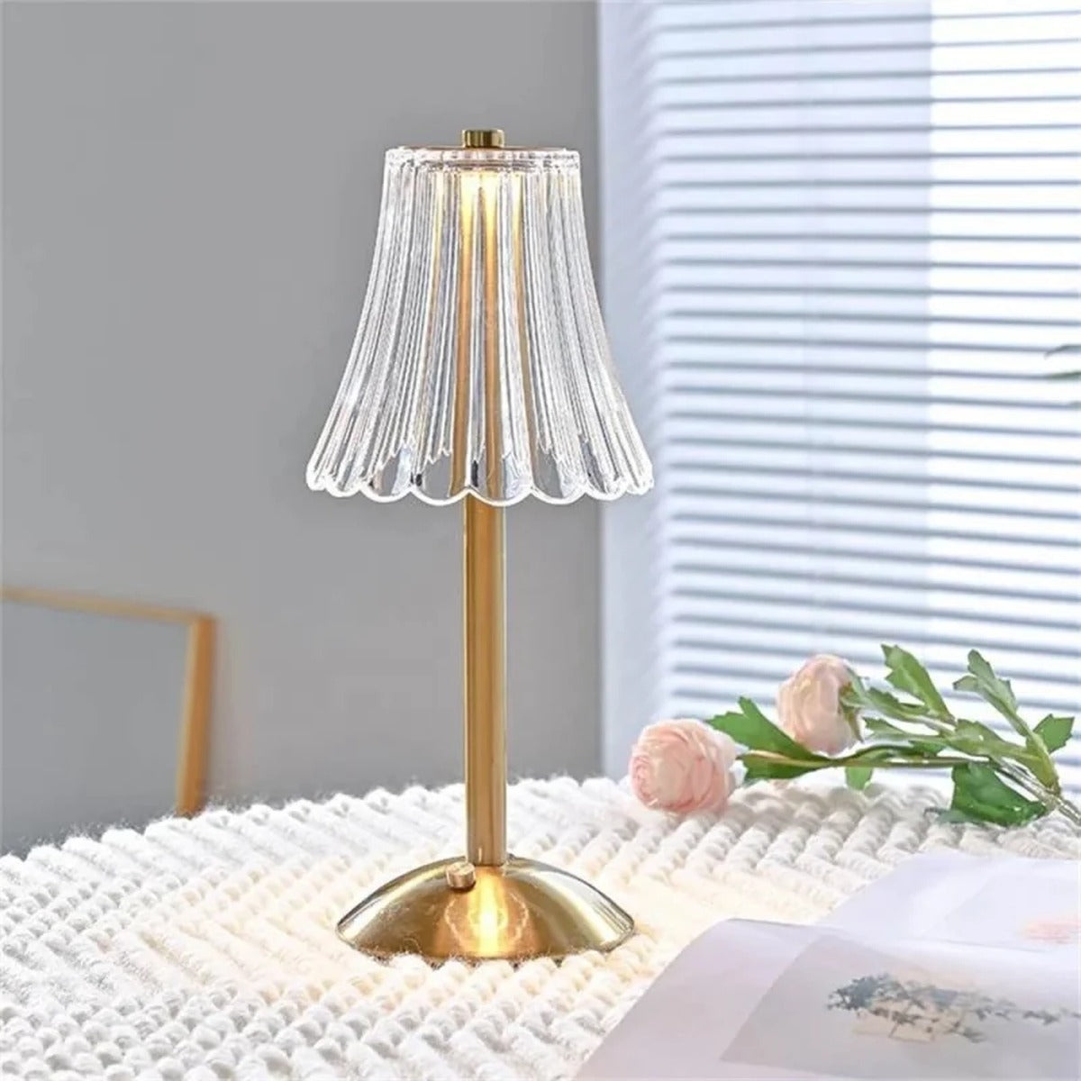 Fluted Glass Rod Shade Cordless Table Lamp – Fevorn – Product Detail 5