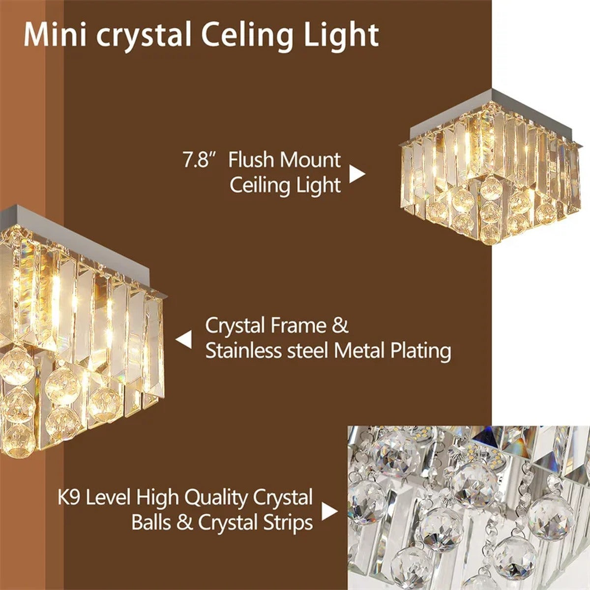 Stainless Steel Crystal Ceiling Light Axiomis – Product Detail 5