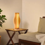 Wood Slat Organic Wave Desk Lamp – Luxareth – Lifestyle Side Table