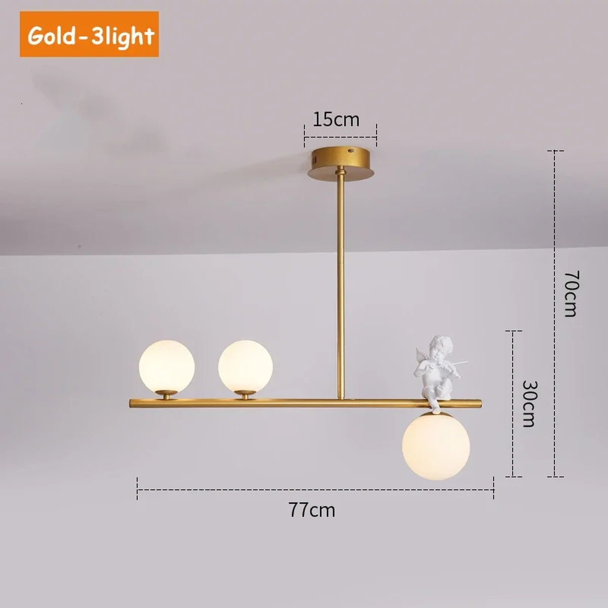 Minimalist Pendant Light Luxara — Gold 3 lamps