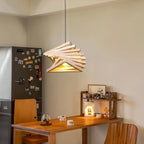Spiral Wood Slat Cone Pendant Light – Selraith – Lifestyle View 2