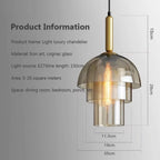 Tiered Cognac Glass Dome Pendant Light – Quarlix – dimensions diagram