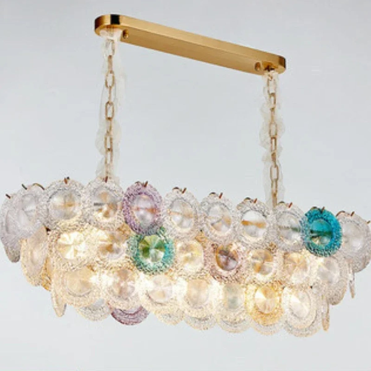 Iridescent Glass Shell Fan Tiered Chandelier – Frostveil – Lifestyle View 4