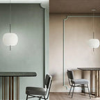 Frosted Glass Cushion Pendant Light – Rarven – Black, Bathroom Lifestyle