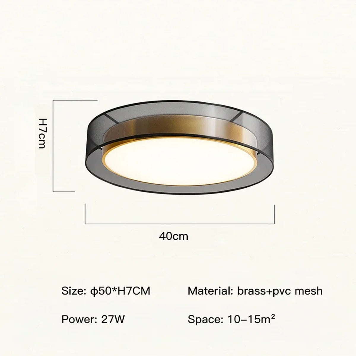 Meridex Round Brass Ring Flush Mount Ceiling Light — Small 40cm