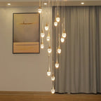 Crystal Raindrop Spiral Chandelier – Lumenvault – Ceiling Detail, Gold Finish