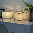 Industrial Parchment Cube Scaffolding Floor, Table & Pendant Lamp – Urix – Table Lamp Lifestyle Pair